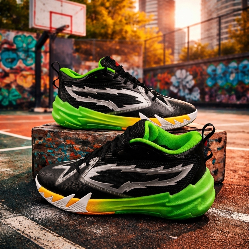 PUMA Scoot Zeros 2K Red Black Fluo Green 309841-01 Men’s Basketball Size 9.5